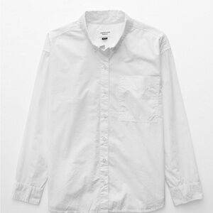 American Eagle Outfitters White Casual Button Down Shirt Cotton Button Down